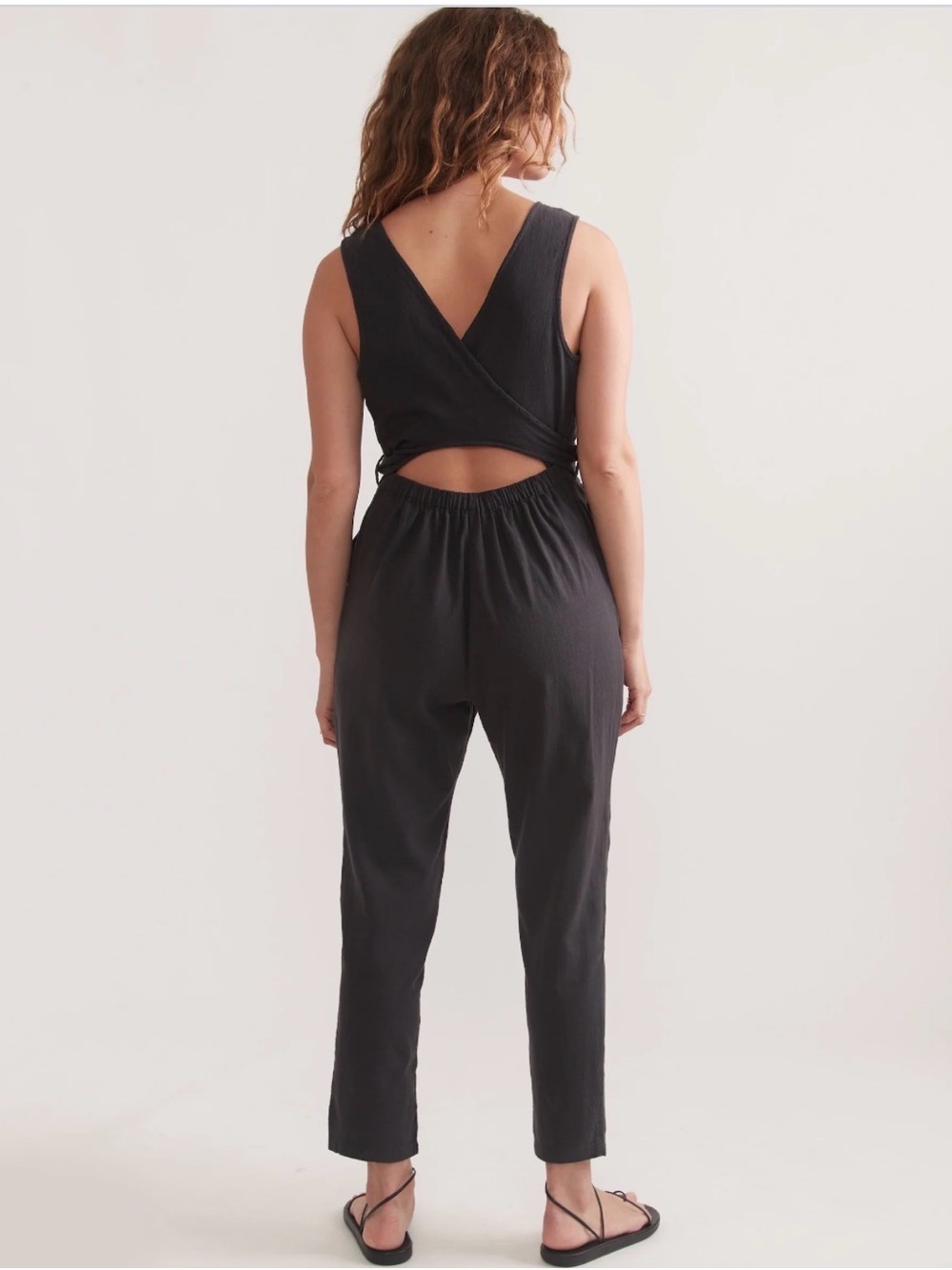 Marine Layer Eloise Belted Jumpsuit Black Size Medium - Picture 4 of 7